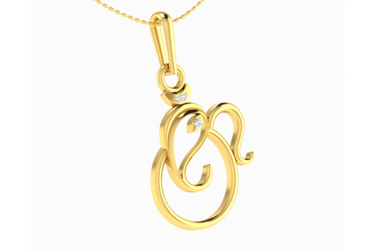 Gold Ganesh pendant with diamonds